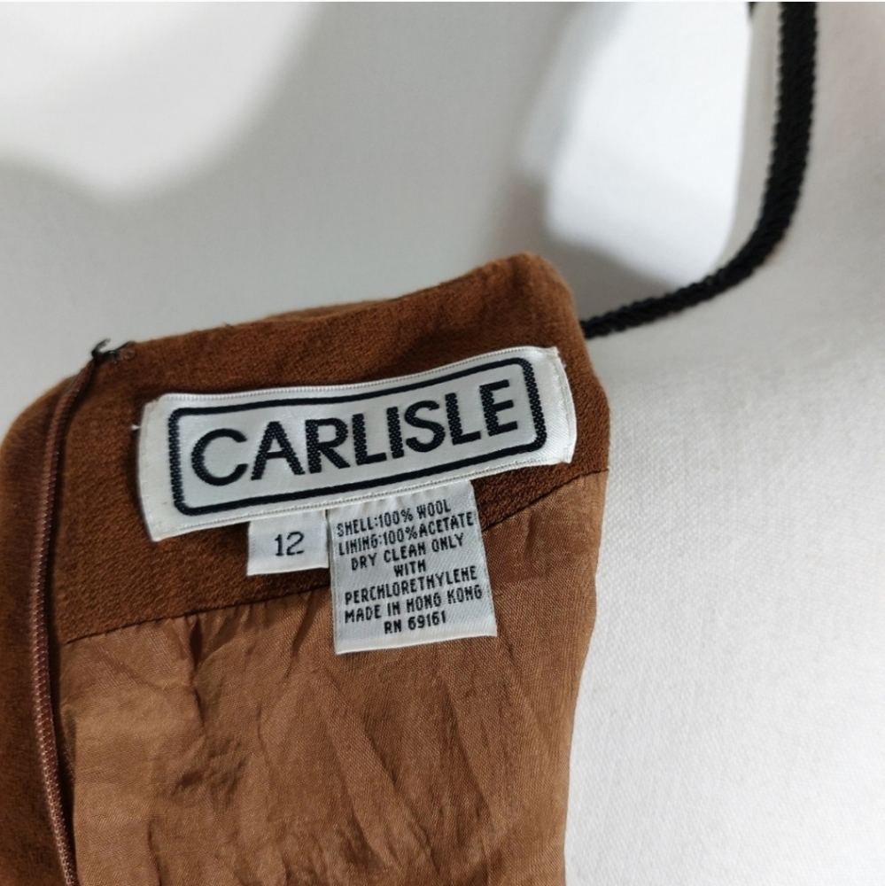 Vintage Carlisle Fully Lined Brown Long Sleeve Career Dress Size 12 - Picture 13 of 13